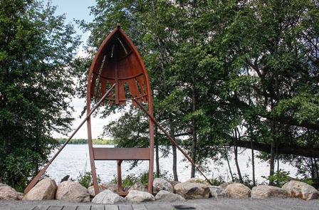 Canoe Sculpture Lake Wilcox Park
